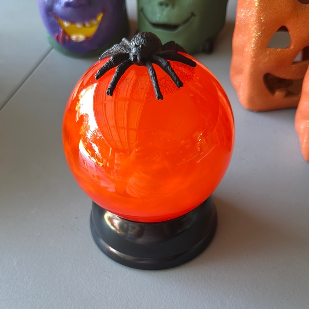 Orange Glass Pumpkin with Black Spider Accent